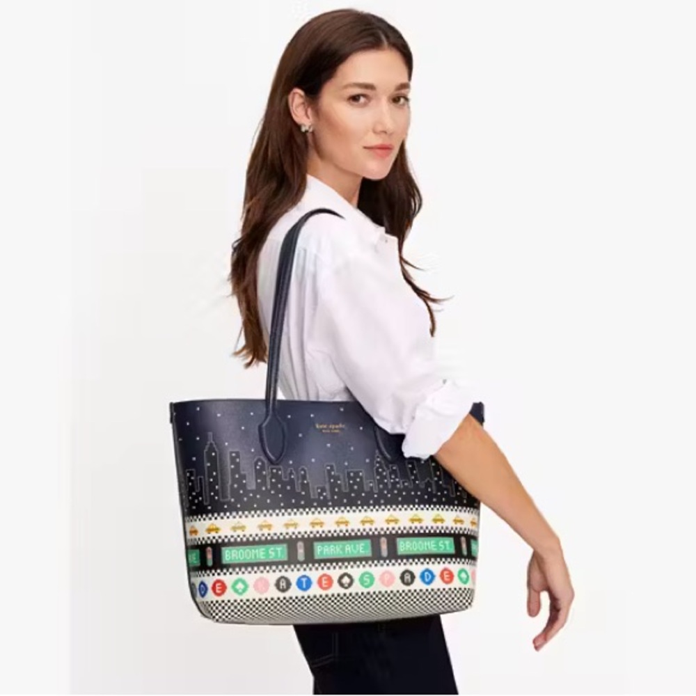 Kate Spade Bleecker Big Apple Large Tote - Blazer Blue Multi - Picture 7 of 7